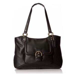 Coach Campbell Belle Black Leather Carryall Tote Shoulder Bag